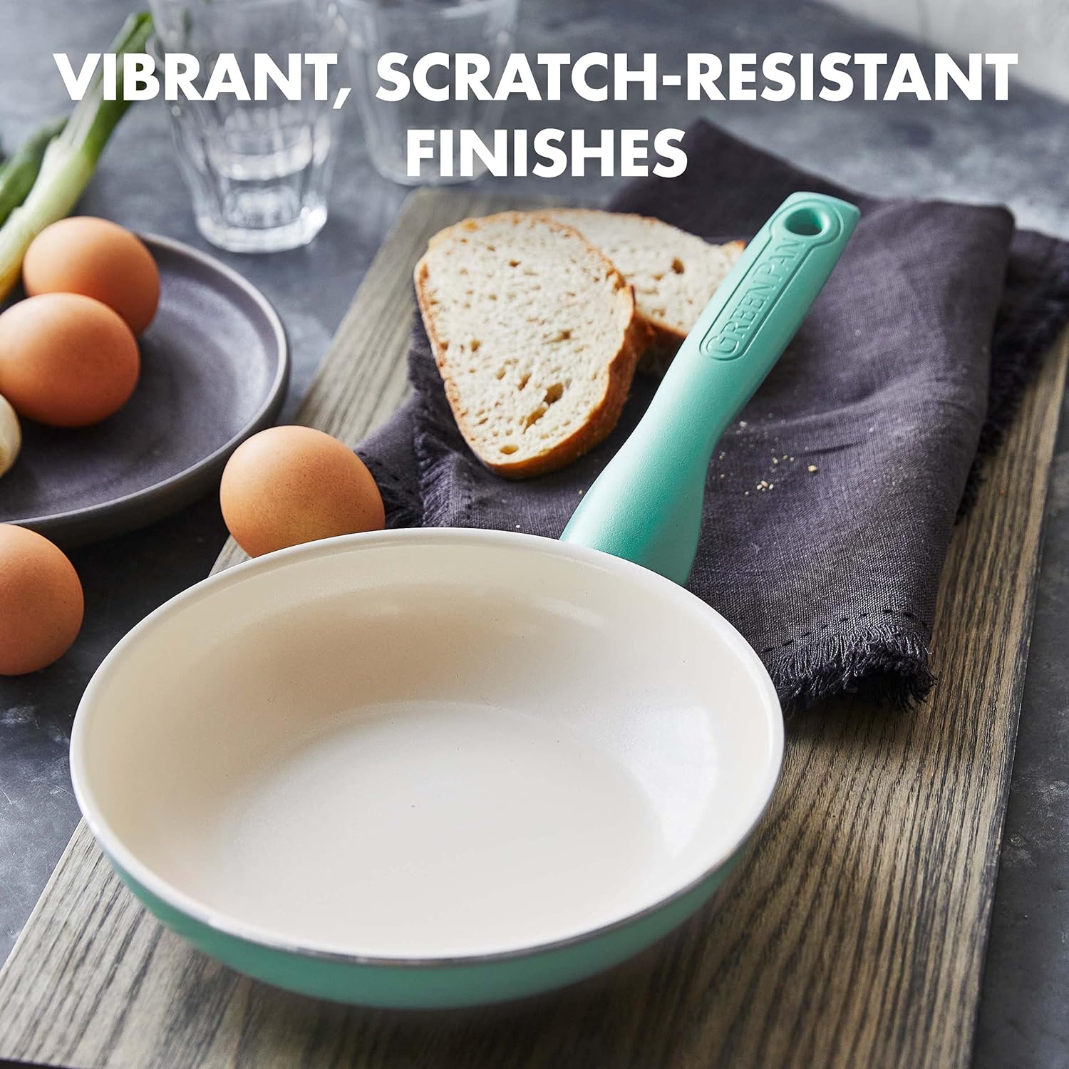 GreenPan Rio Healthy Ceramic Nonstick 7" Frying Pan Skillet, PFAS-Free, Dishwasher Safe, Turquoise - 24hrsmart